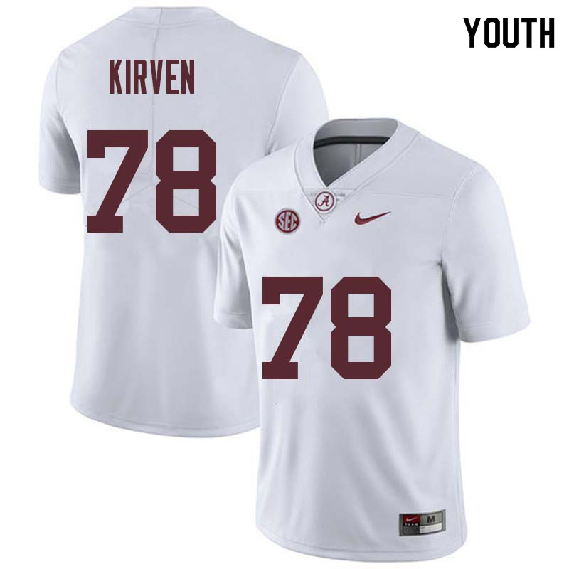 Youth #78 Korren Kirven Alabama Crimson Tide College Football Jerseys Sale-White